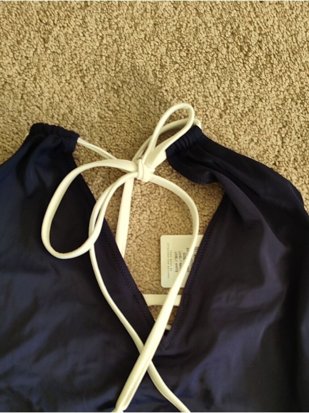 Lively Navy One-Piece Swimsuit with White Halter Ties - Picture 2 of 5